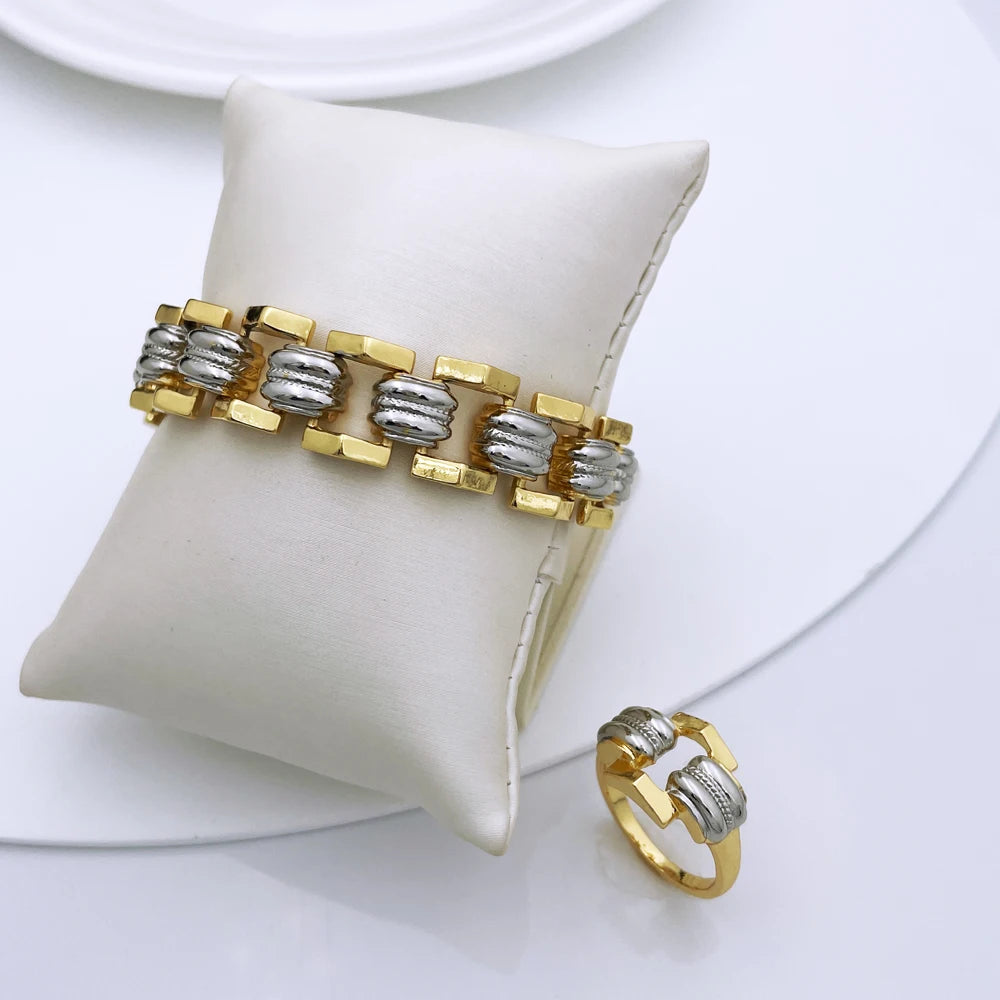 High Quality Jewellery Set For Women Dubai Nigeria Party Jewelry Necklace Earrings Bracelet And Ring Wedding Party Gift