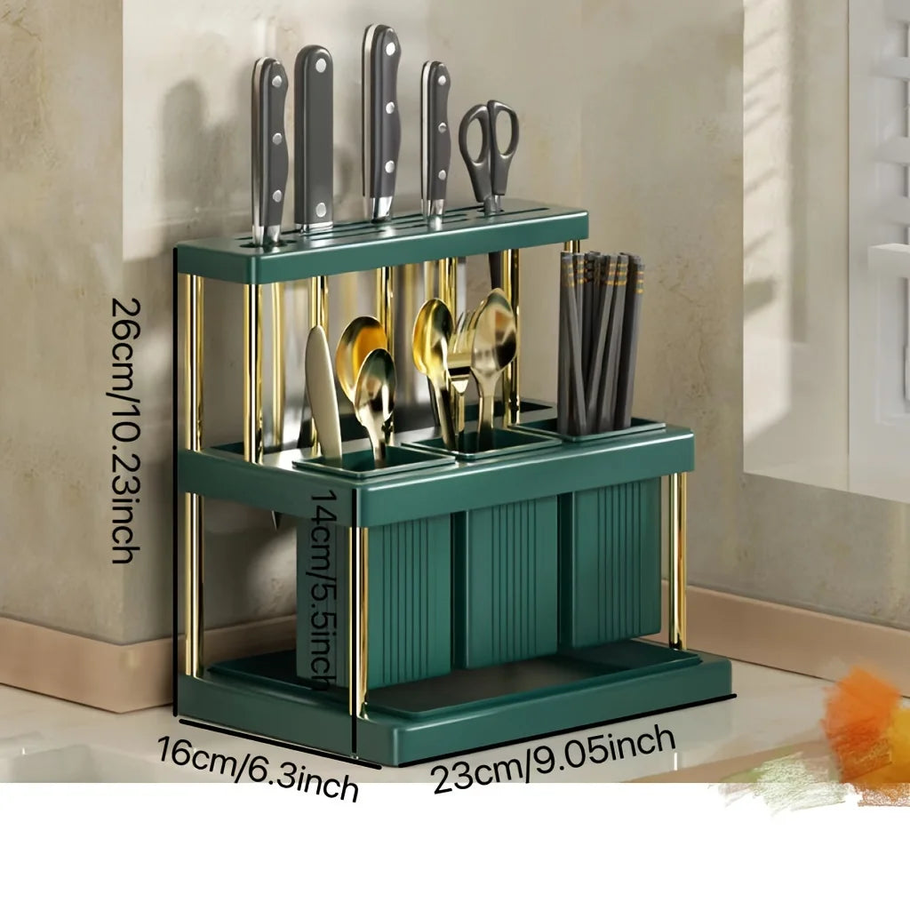 Kitchen Knife Holder Storage Rack, Chopsticks Tube Knife Holder Integrated Storage Box, Restaurant Kitchen Knife Holder