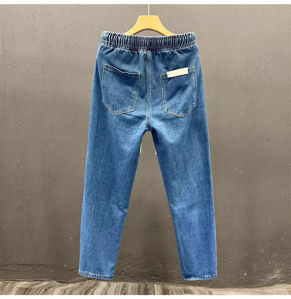 Men's Casual Loose Straight Leg Jeans Thin Wear Resistant Spring Autumn Vintage Workwear Trousers Comfortable Denim Pants