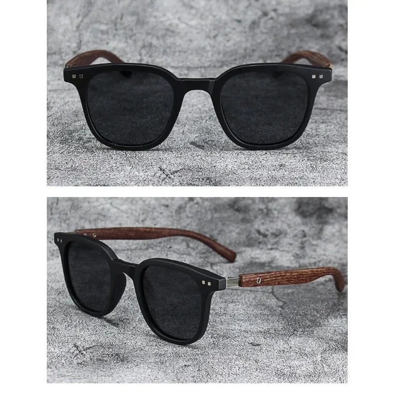 Sunglasses for Men Women Trendy Retro Wood Grain Polarized UV Protection Eyewear Cycling Outdoor Street Photography Sunglasses
