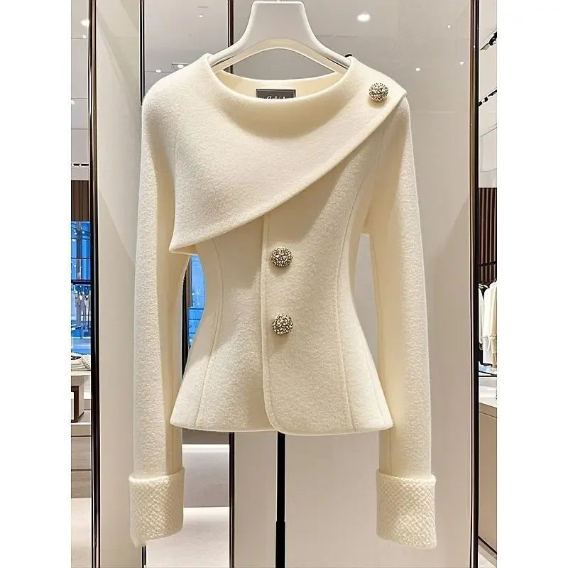 Women's Chic Jacket Overcoat Fashion Sweet Slim Single Breasted Casual Professional Coat Outwear Tops 2025 Spring Autumn