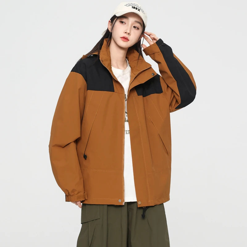 Outdoor Riding Jackets for Women Patchwork Waterproof Camping Coat Men Fishing Trekking Windbreaker Travel Jacket Women Clothing