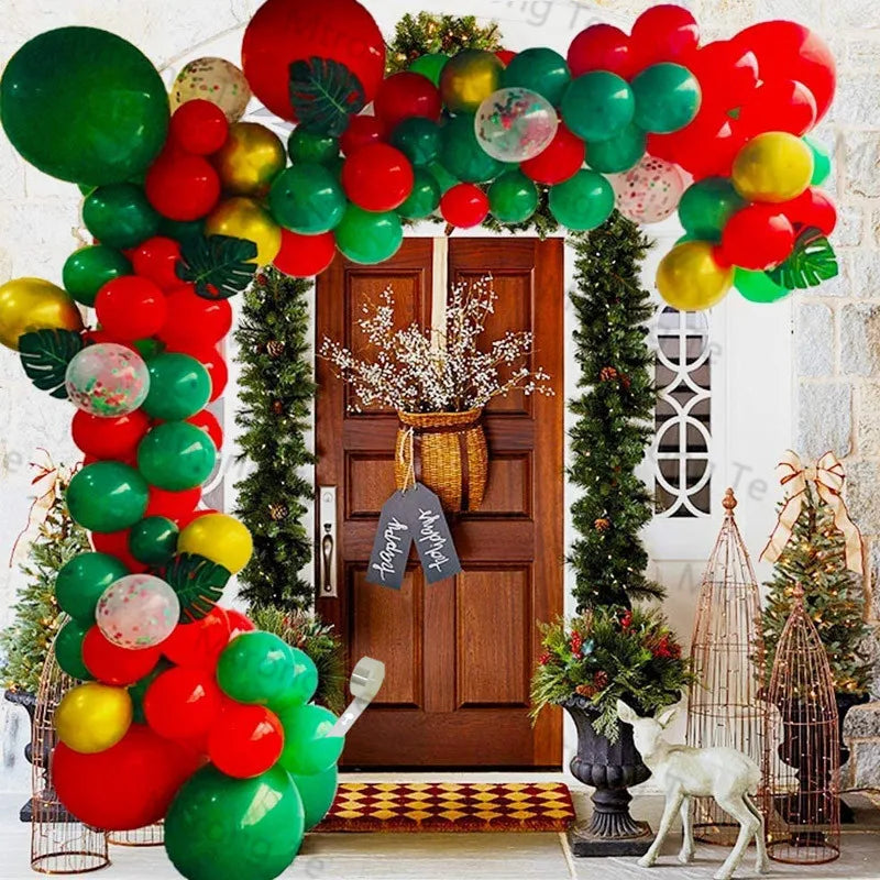 Christmas Decoration 2023 Balloon Red Green Arch Garland Kits Candy Balloons Santa Claus Merry Christmas Party New Year Decor
