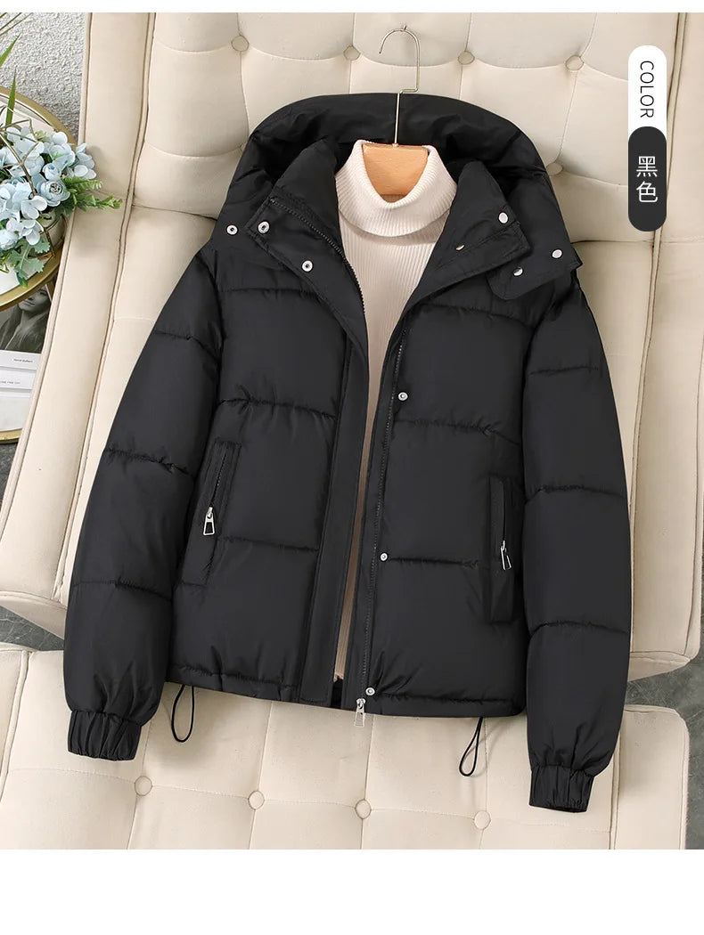 Women Autumn Winter Short Down Jacket 2025 New Plus Size Loose Cotton Padded Jacket Women Hooded Warm Casual Jacket Women Parkas