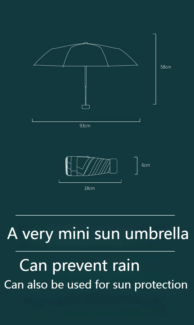 Outdoor Mini Sun Umbrella UV Protection Ultralight Folding Five-fold Umbrella Sunshade Umbrella