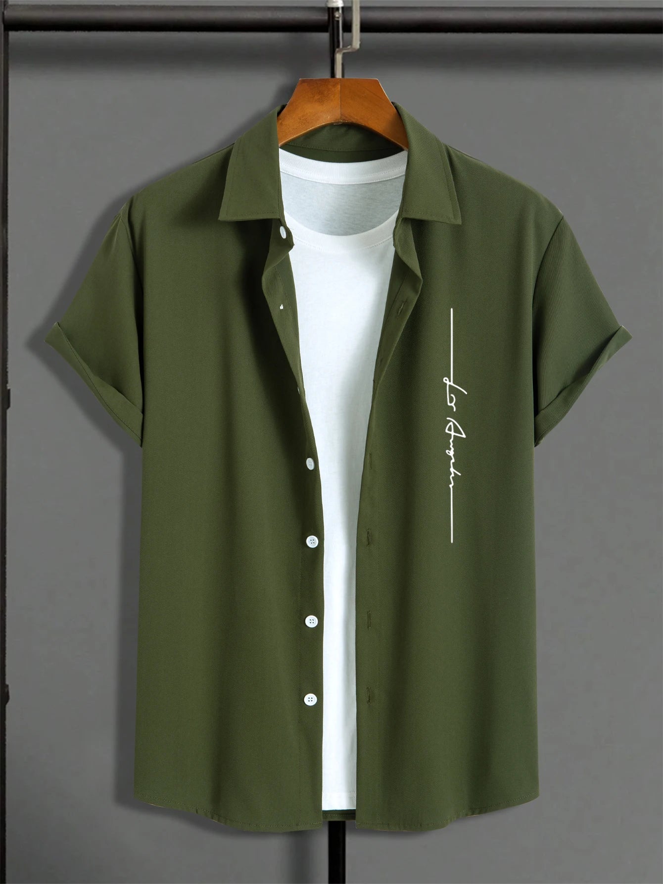 Men's short-sleeved shirt Muscle men's fitness shirt summer men's sports elastic breathable Slim show muscle short-sleeved shirt