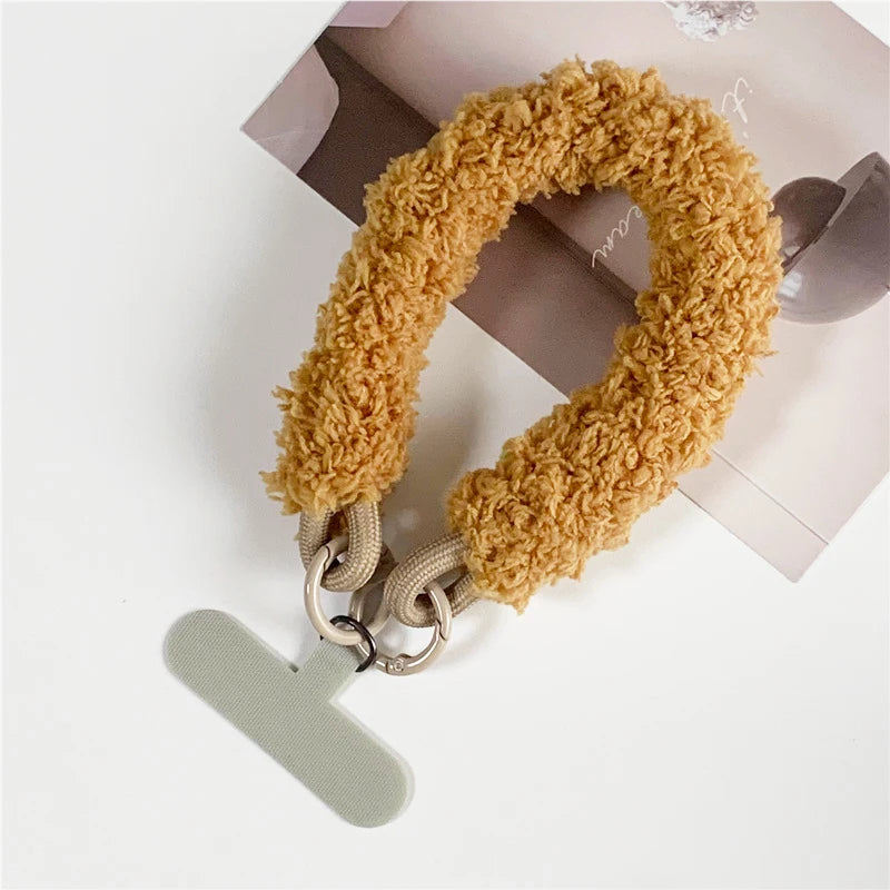 Winter Warm Mobile Phone Wrist Strap Cell Accessories With Patch Key Lanyard Exquisite Anti-lost Cellphone Chain Rope Keychain