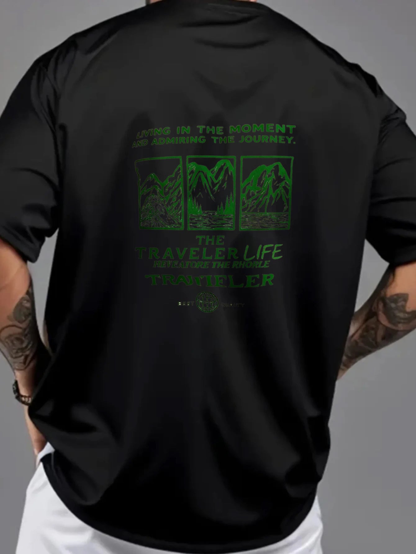 Men's T-Shirt Black Printed Pattern & Text ME High Quality Cotton 180g