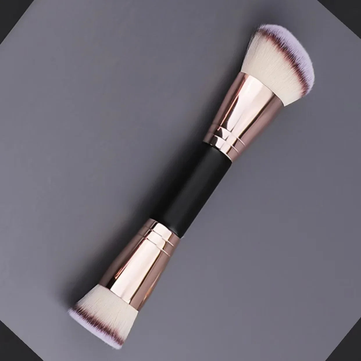 Double Head Makeup Brushes 2 In 1 Flat/Angled Foundation Concealer Contour Brush for Blending Loose Powder Liquid Cream