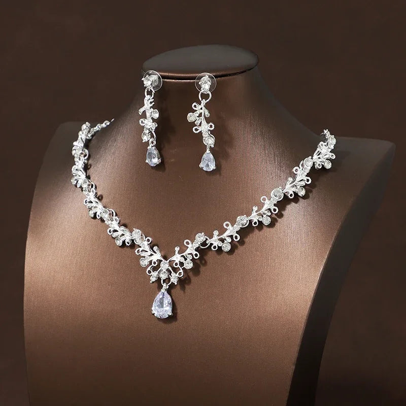 Bride Wedding Classic Necklace Earring Set Exquisite and Elegant for Ladies Suitable for Party Festivals