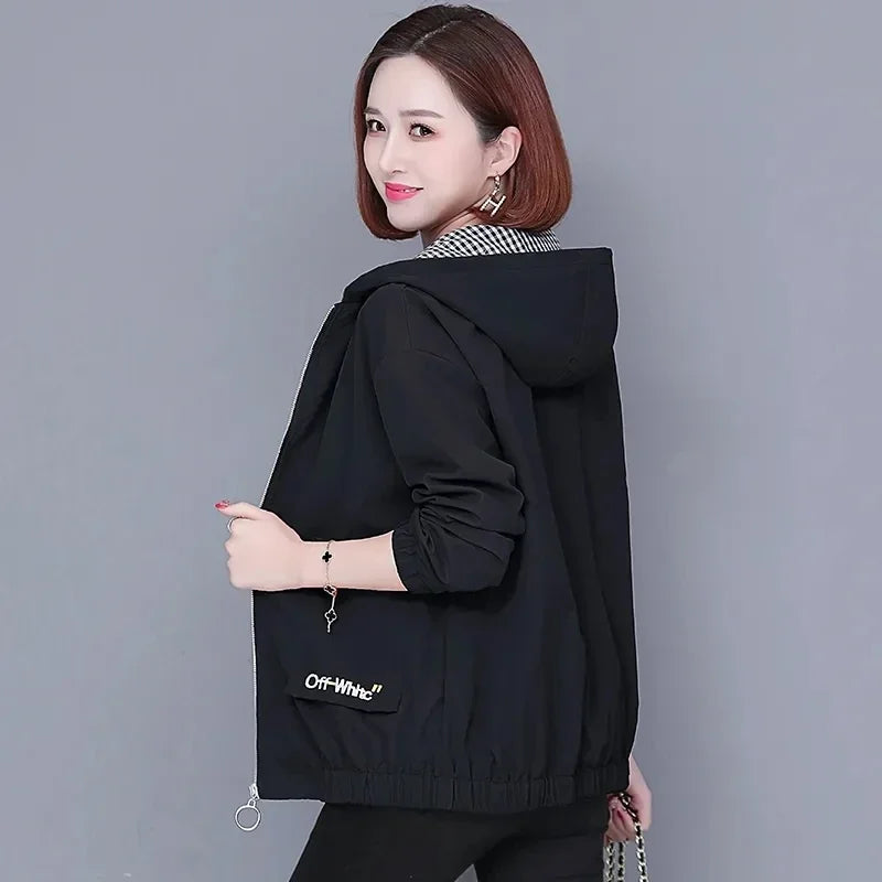 Women'S Clothes Spring Autumn Jacket Top 2025 New Women Windbreaker Korean Loose Casual Hooded Jacket Ladies All-Match Coat