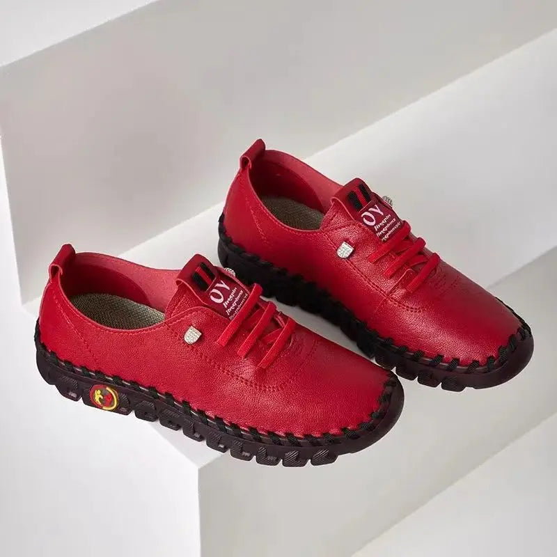 Spring Shockproof Orthopedic Shoes For Women Autumn Lace Up Flats Women's Loafers Ladies Comfort Moccasins Female Driver Shoes