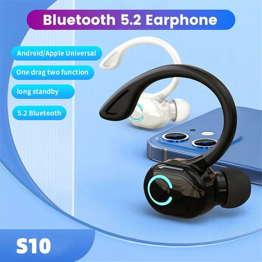 Bluetooth 5.2 Ear Hook Earphones Wireless Headphone Mini Handsfree Waterproof Sport Music Headset Single Right Earbuds with Mic