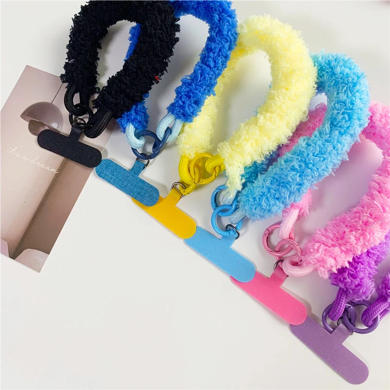 Winter Warm Mobile Phone Wrist Strap Cell Accessories With Patch Key Lanyard Exquisite Anti-lost Cellphone Chain Rope Keychain
