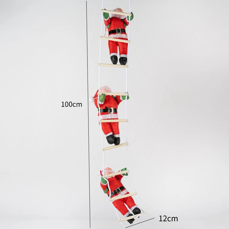 Climbing Santa Claus on Rope Ladder Christmas Decorations Xmas Tree Hanging Ornament Indoor Home Christmas Wall Window Decor