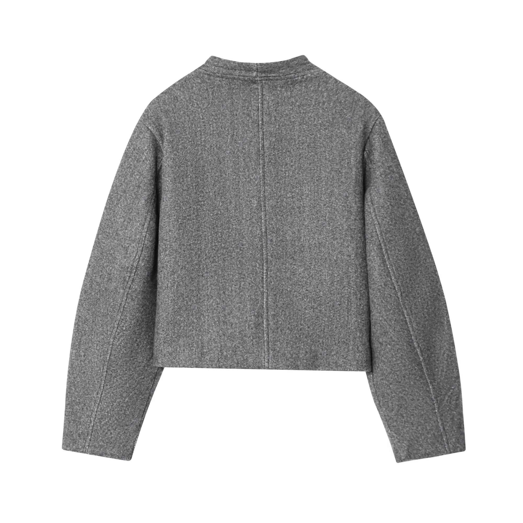 Women Short Jacket Women's Autumn Winter New Fashion Simple Short Coat Round Neck Single Breasted Commuting Casual Jacket Top