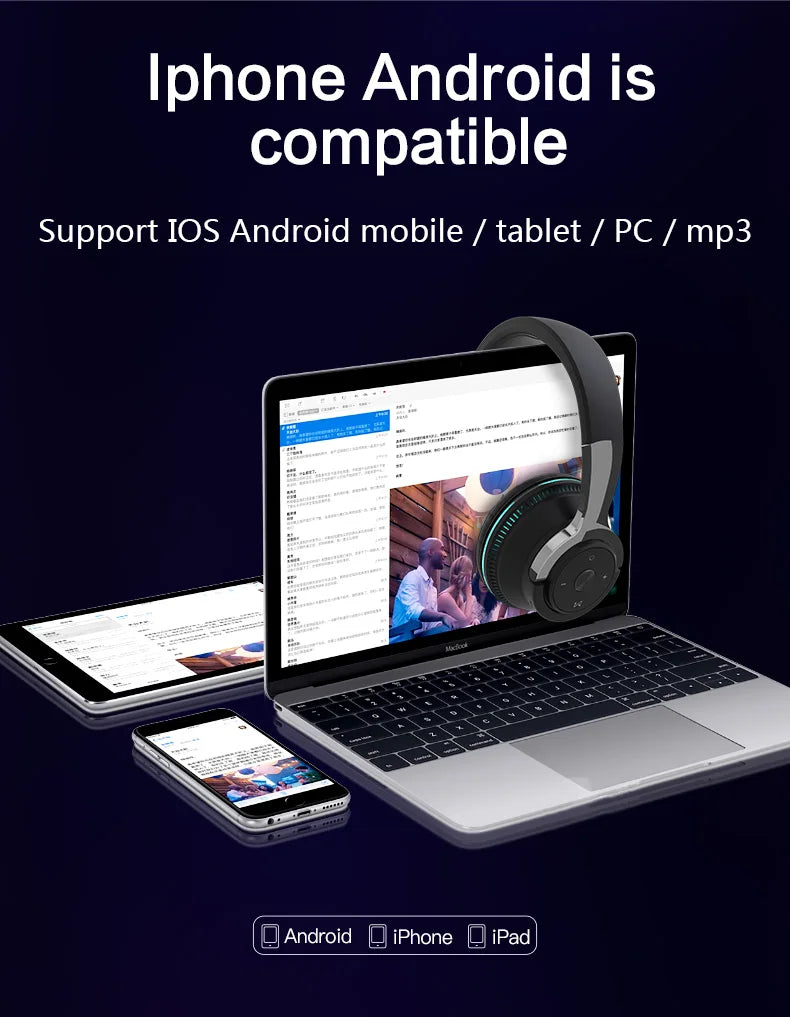 Bluetooth Headphone Wireless Earphone H2 Max Headsets Foldable Shock Bass Stereo Earbuds Support TF FM For Xiaomi iPhone Airpids