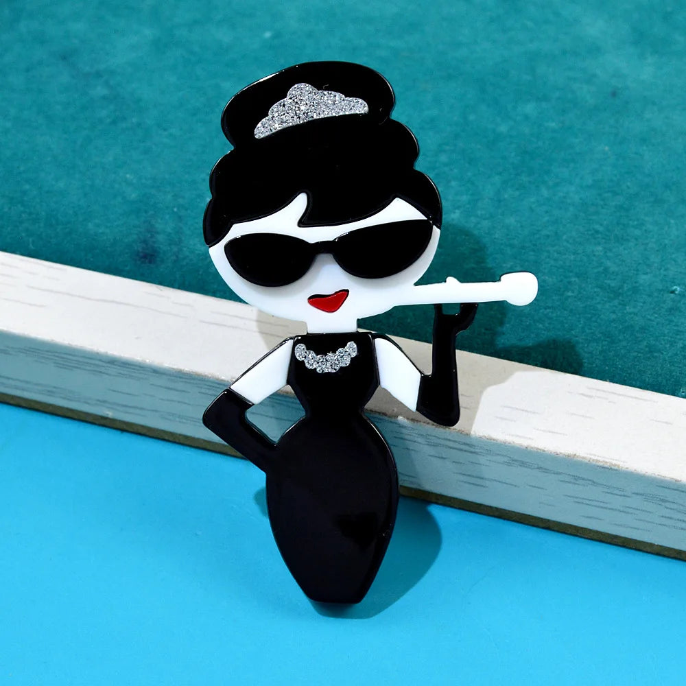 women's acrylic portrait brooch fashion clothing accessories pins