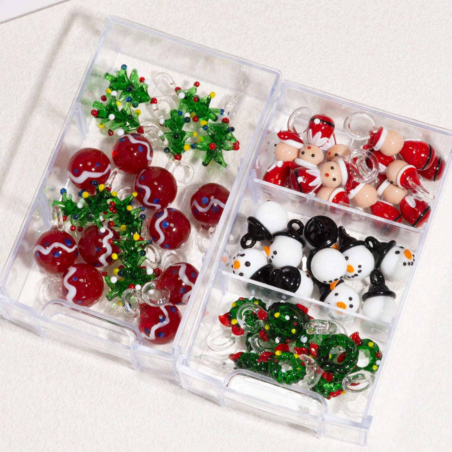 2Pc Christmas Glass Decor Set - Cheerful Santa & Snowman DIY Ornaments for Festive Trees