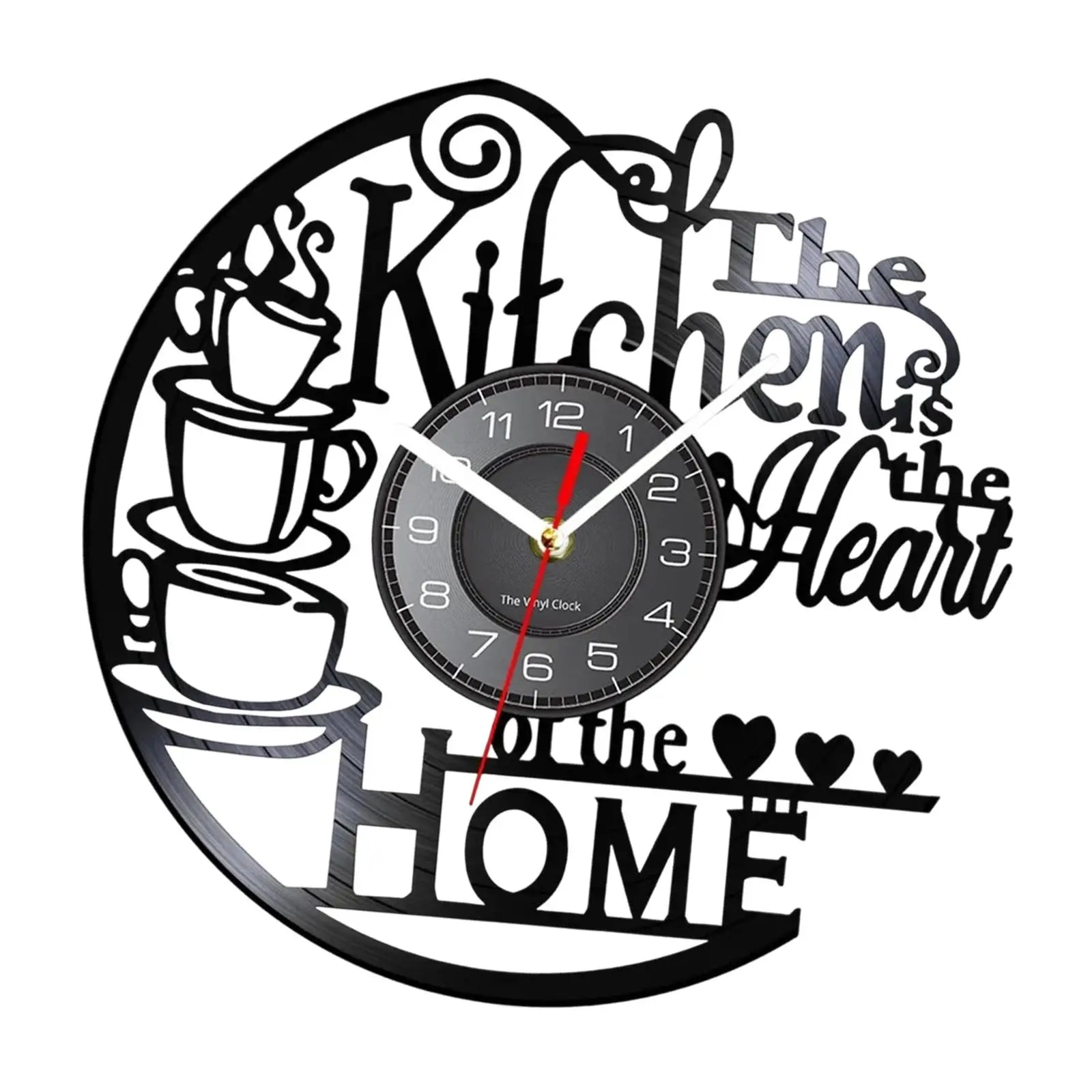 Kitchen Record Wall Clock Decorative Arabic Numeral Artwork Kitchen Heat Home