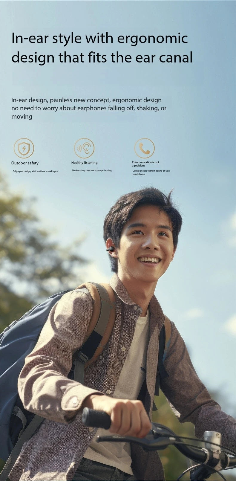 New Mirror Surface Digital Display Soft Silicone Ear Clip Wireless Bluetooth Headphones with Noise Reduction, High-Definition, Lossless for Sports