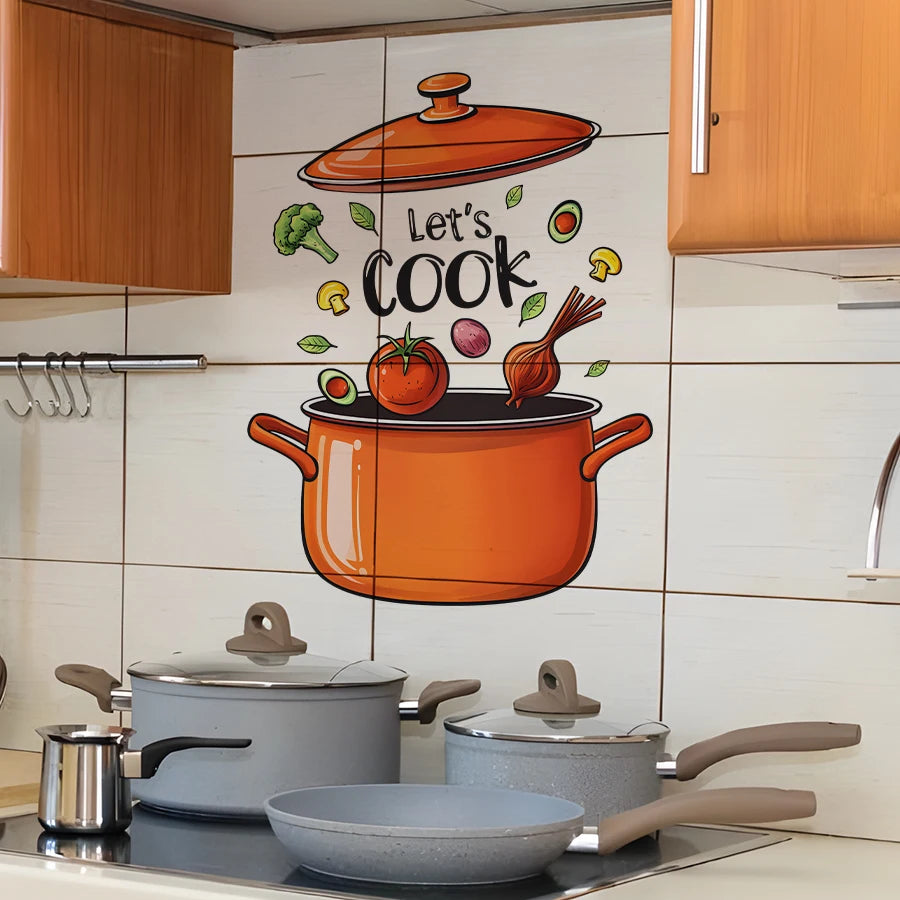 Cartoon Kitchen Wall Stickers Cooking Art For Home Decor Removable Self-Adhesive Vinyl Stickers Wall Decals