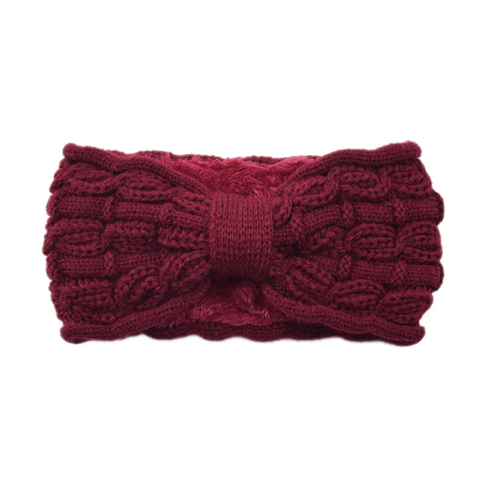 Winter Knitted Headband Crochet Turban Knitted Ear Warmer with Plush Lining Twisted Elastic Turban Head Wraps Hair Accessories