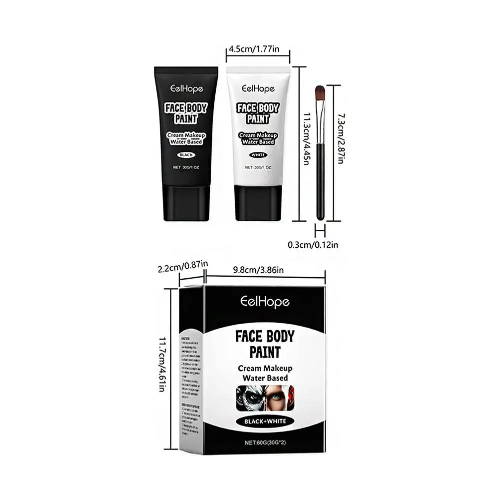 Halloween Black And White Makeup Foundation Cream Concealer Make-up Face Halloween Face Zombie 1set Cosplay Cream White J1q5