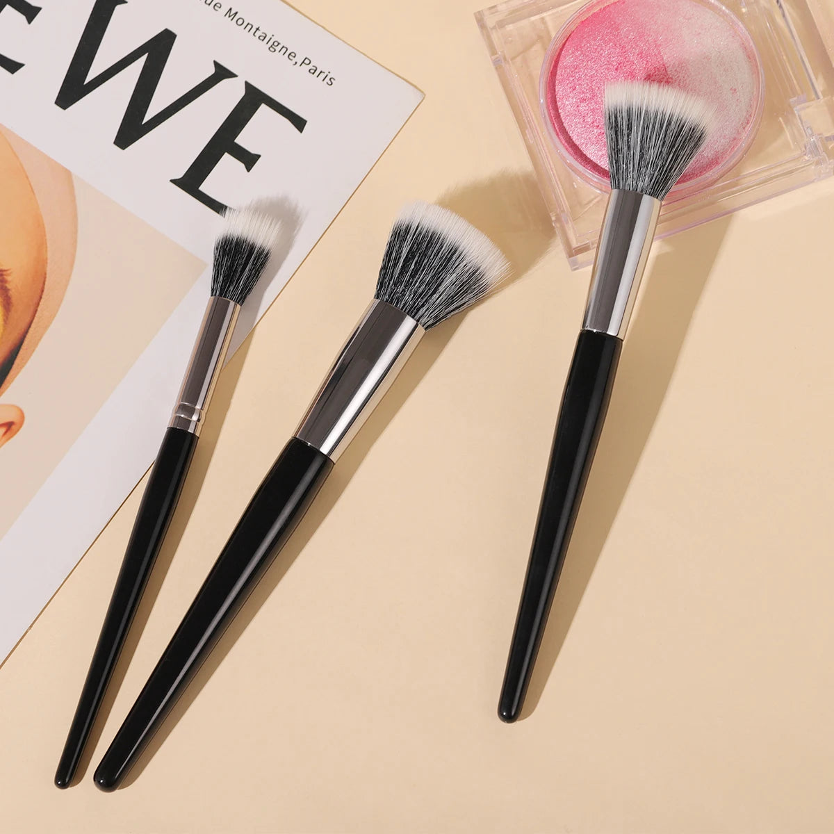 Bethy Beauty Large Angled Makeup Brush Stippling Brush Blush Brush For Contouring Sculpting Highlighting Blending Buffing