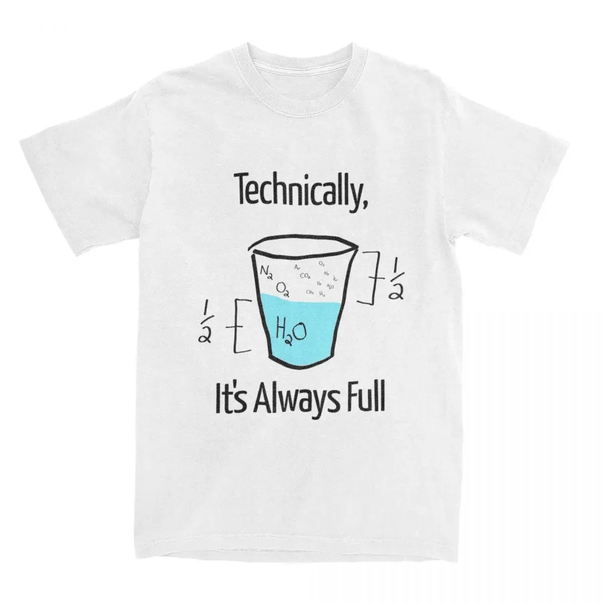 Men's Science Is Optimistic T-Shirts Technically It is Always Full  Top Tee Summer Classic T Shirt Casual Tshirt Plus Size