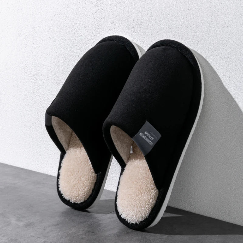 Household Indoor Men's Slippers Autumn and Winter Home Floor for Guests Lightweight Quiet Non-slip Suede Fabric Couple's Shoes