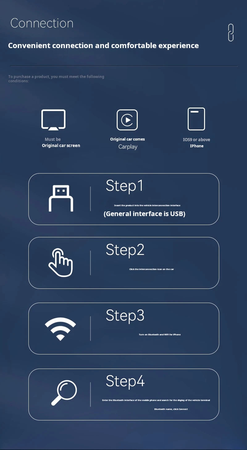 Plug-in Carplay Android Auto 2-in-1 Box Wireless CarPlay Smart Car Adapter Stable Connection for Most Vehicles+Play Blueto