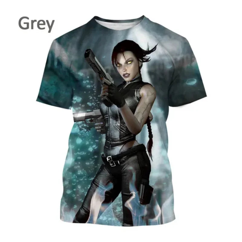 Men T Shirt Classic Video Game Tomb Raider Graphic T-shirt Personality Harajuku Street Oversized T Shirt Unisex Tops Clothing