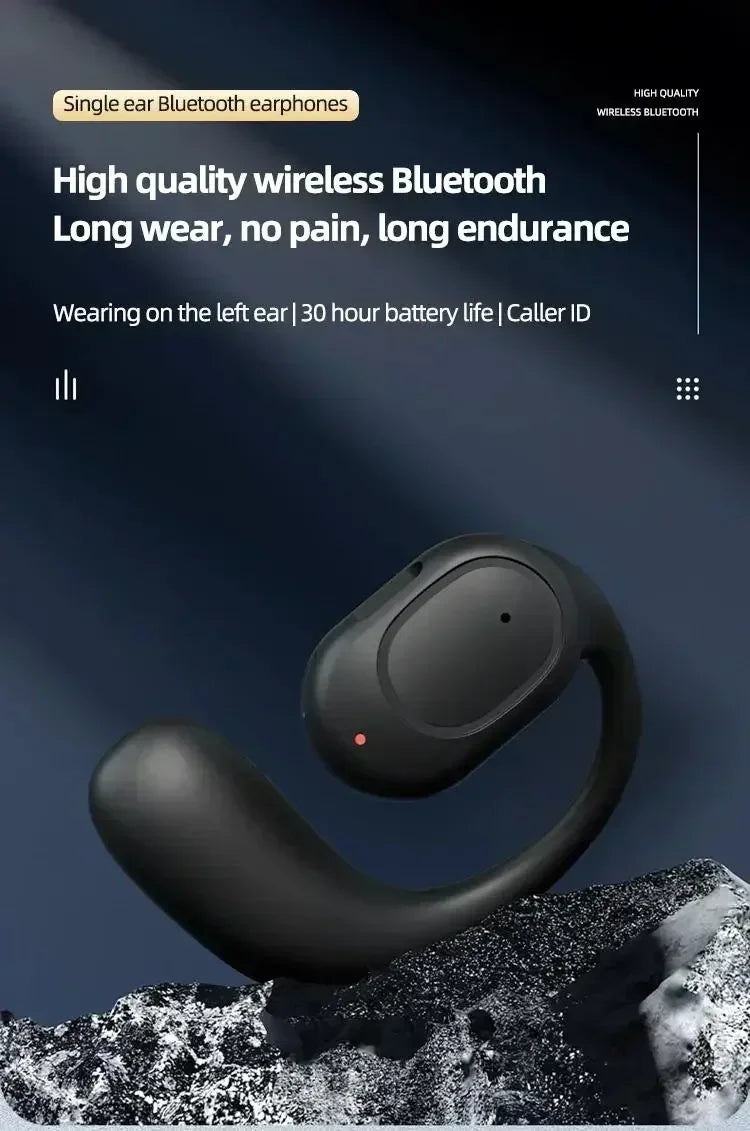 KY2 Single Wireless Earphones Air Conduction OWS Headphone HiFi Ear-Hook Music Sports Noise Cancel Headset For All Smartphones