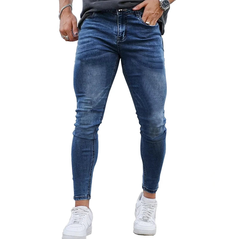 Mens Skinny jeans Solid Color high stretch Denim Trousers Casual Daily For Office Parties Male  Cowboy Pants