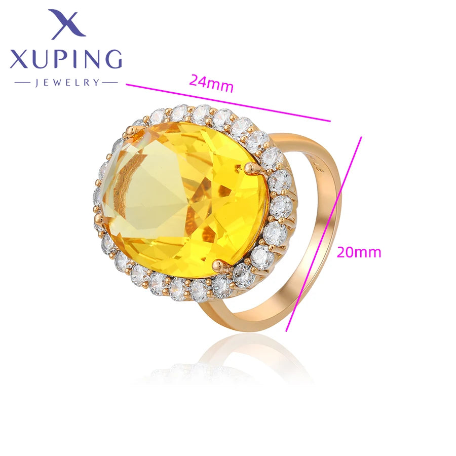 Xuping Jewelry Store Charm Jewellery Copper Alloy Big Stone Women Ring with Gold Color for Party Gift X000440174