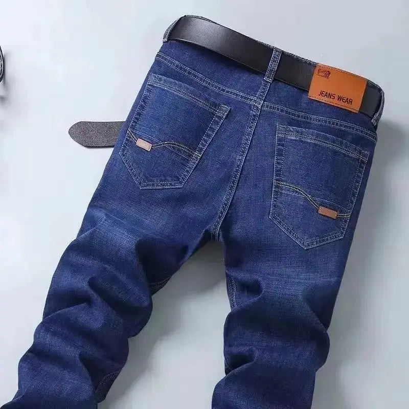 Fashion Men Jeans Stretch Straight Leg Casual Slim Fit Denim Pants Male Brand Luxury Design Business Classic Trousers