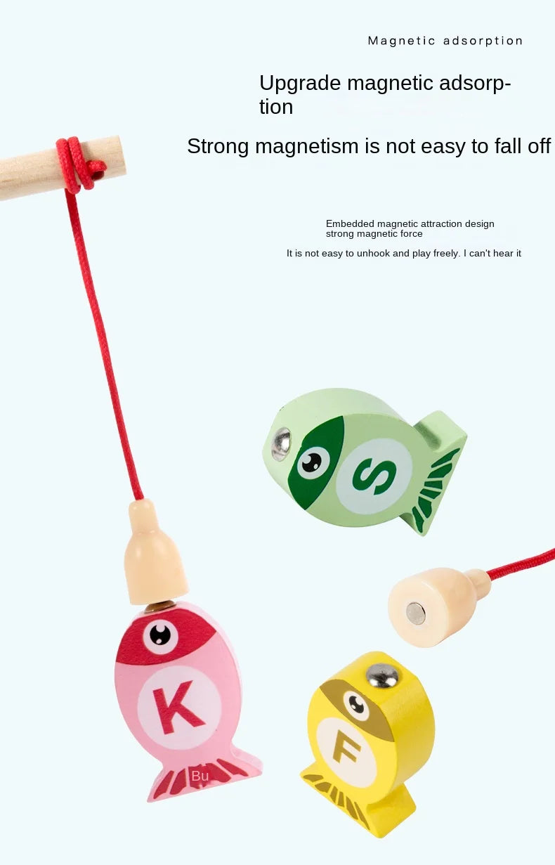 Kids Wooden Fishing Game Toys Gifts Early Education Alphabet Numeric Cognitive Toys Children Interactive Games Toys for Gifts