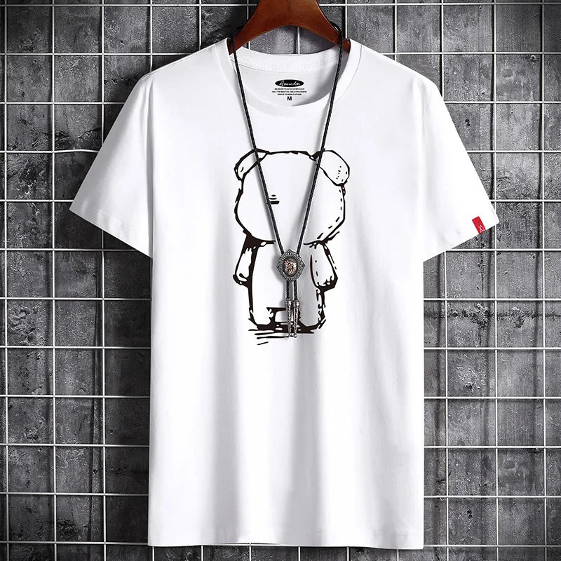 T Shirt for Men Men's Clothing Fitness White O Neck Anime Man T-shirt For Male Oversized Tops New Men T-shirts Goth Punk