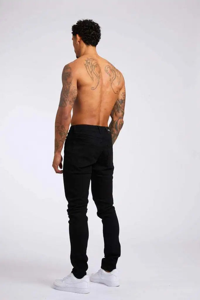2025 New style denim men's pants, Instagram trend, black slim-fit high-waisted denim jeans for men