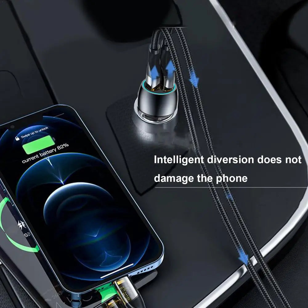 Metal 48w Car Charger Fast 48w Charger Adapter Double Type-C And USB-A Port 48w Cell Phone Car Charger For Cars Trucks Suvs Auto