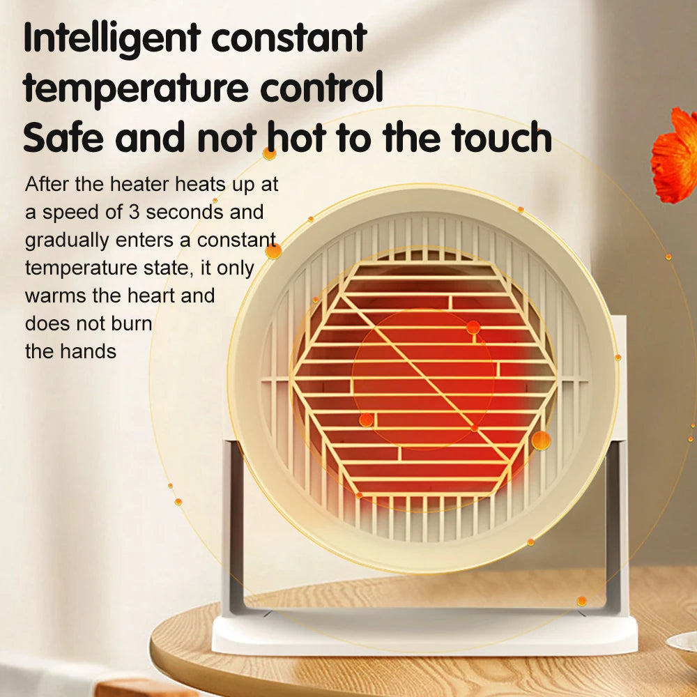 Mini Desktop Electric Heater for Home, Portable Heater for Office Desk, Compact Warm Air Fan for Cozy Feet and Home Use