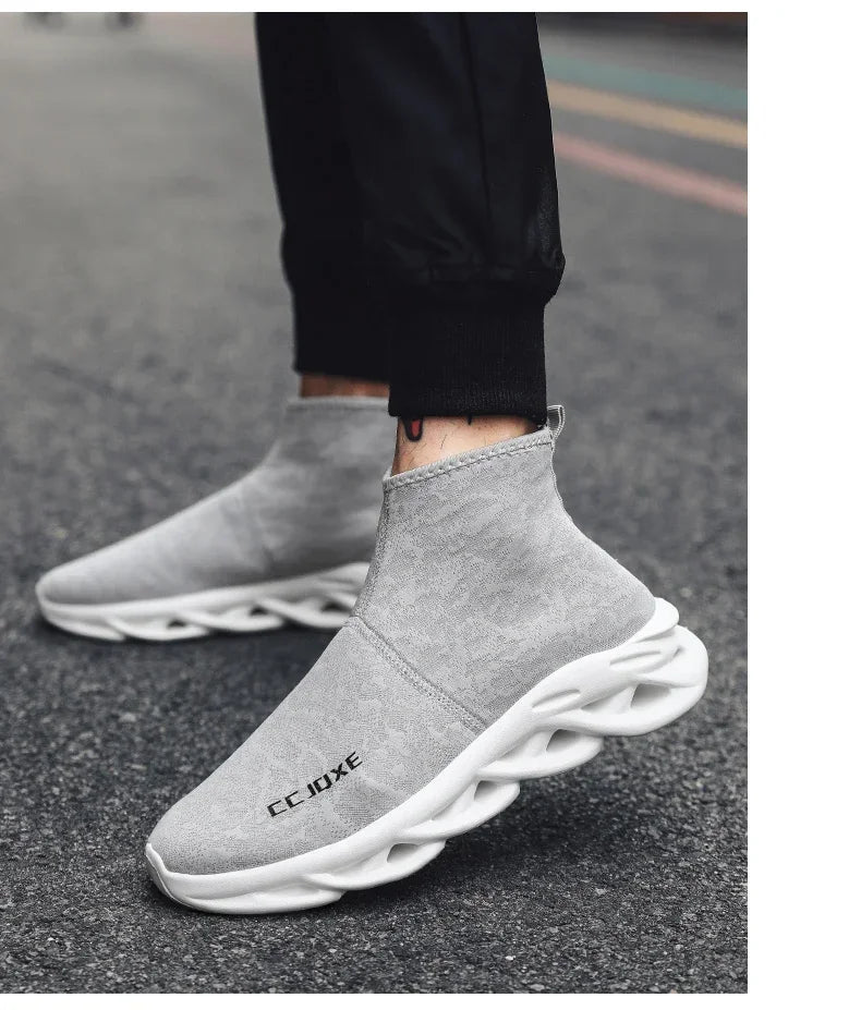 Socks Shoes for Men Black Sneakers Light Breathable Men Runing Shoes Outdoor Platform High Top Men Shoes New Unisex Sport Shoe