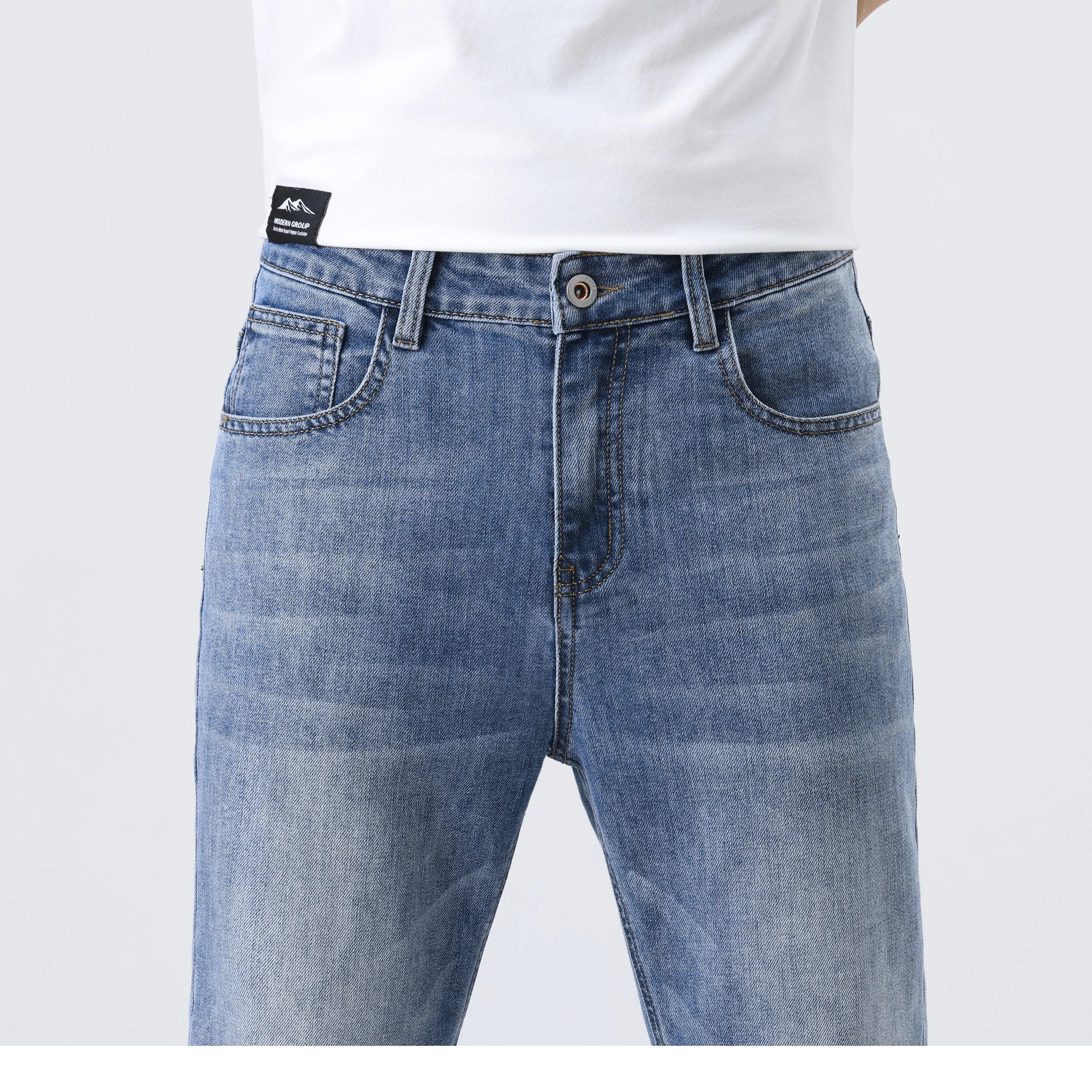 2025 New Loose Straight Leg Jeans for Men  Comfort Thin Stretch Cotton Blend Moisture-Wicking Casual Trousers for Daily Wear