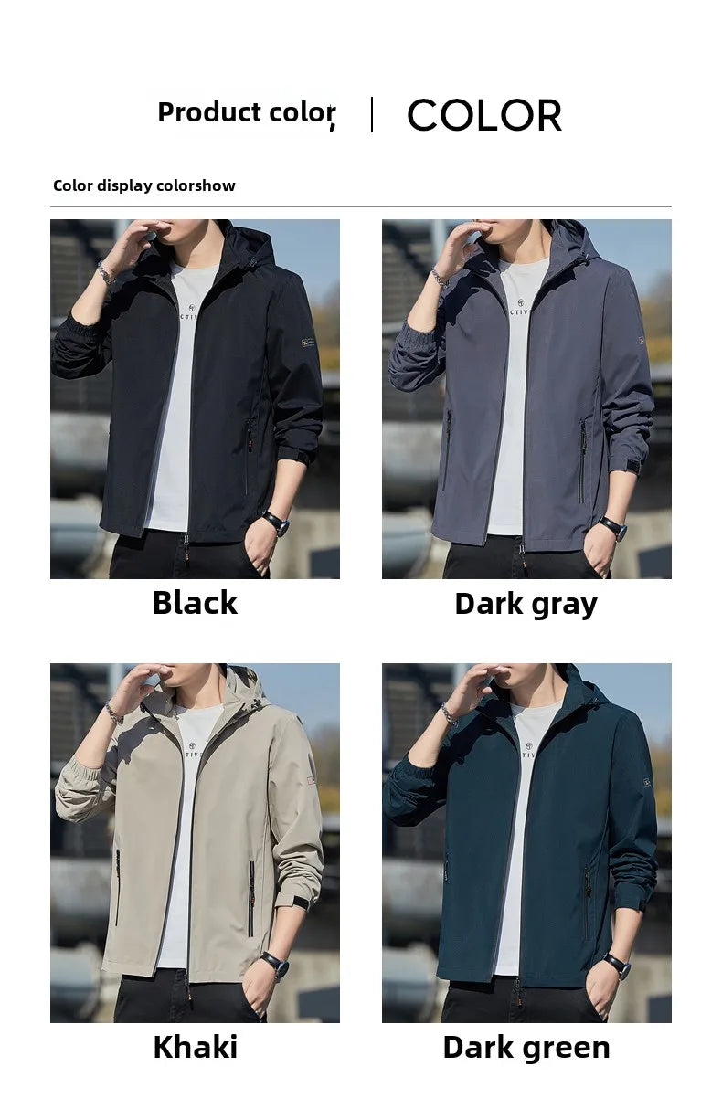 Men's jacket 2025 new jacket Spring and Autumn American slim fit trendy brand heavyweight hooded workwear casual assault jacket