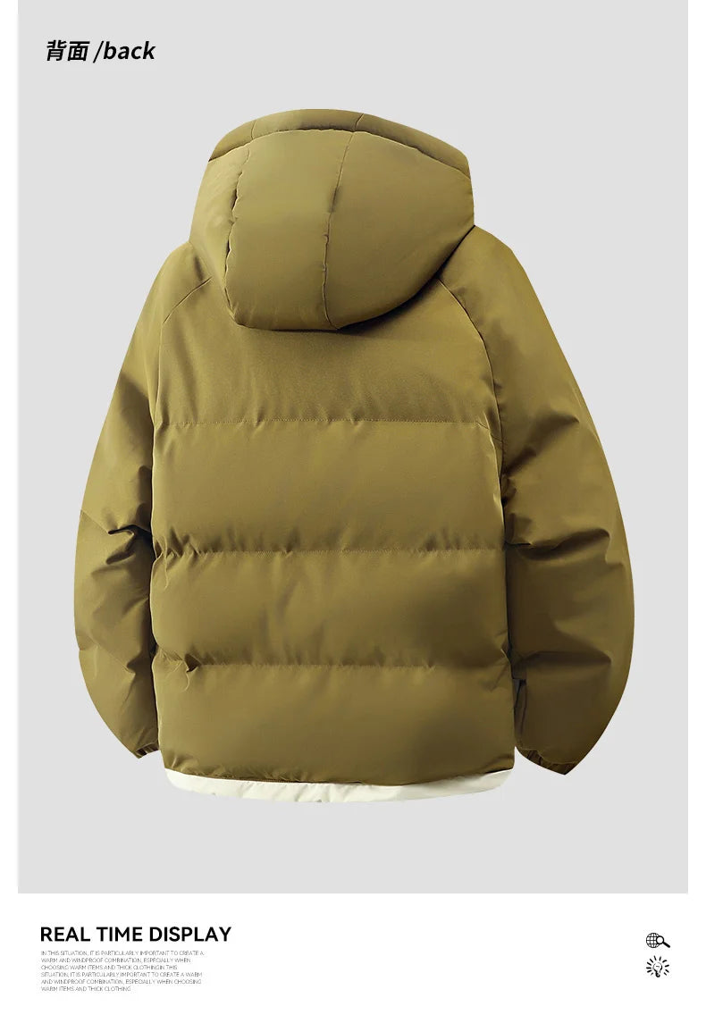 male Outerwear hooded jacket Men's winter loose jacket Cotton coat man fashion  parkas Men windproof thick warm Down Jacket