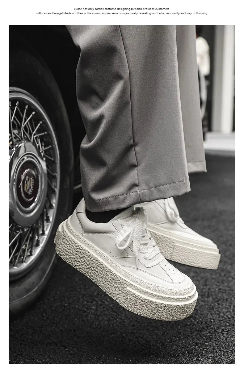 Men Fashionable Casual Sports Shoes Black White Thick-soled Lightweight Comfortable Outdoor White Sneakers Men Size 38-46