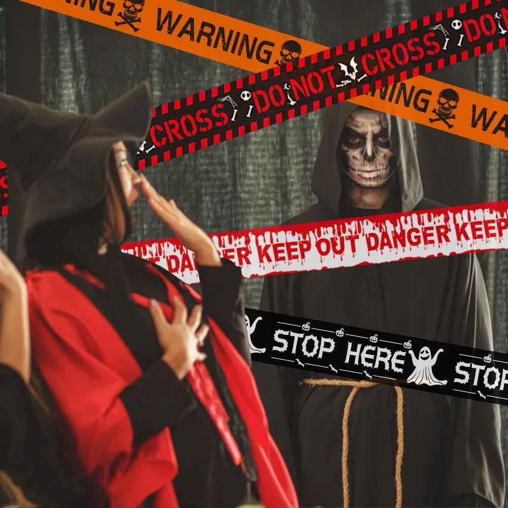 Halloween Decorations Caution Fright Tape Scary Caution Roll Hazard Warning Tape Indoor Outdoor Spooky DIY Decorative Accessory