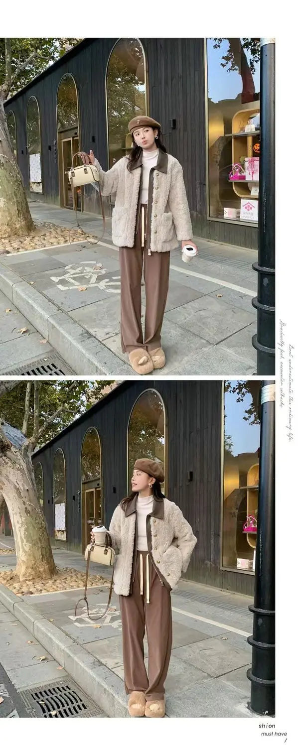 Women's Winter Jacket Little Fragrant Lamb Wool Coat Female Short Winter New Loose Thickened Mao Mao Top Cotton-padded Jacket