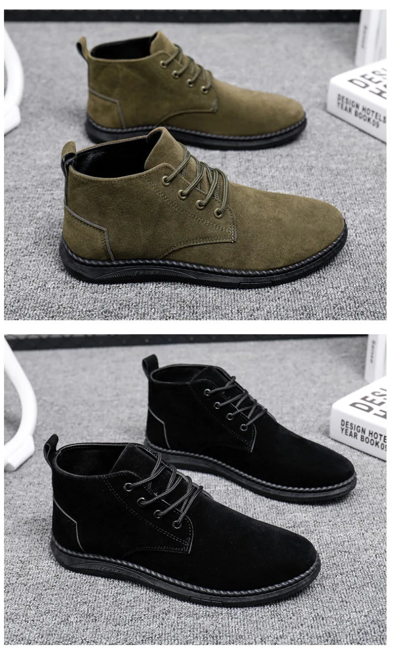 2025Men's Shoes High-top Casual Shoes High Quality Suede Chelsea Boots Fashion British Ankle Boots Business Oxfords Dress Shoes
